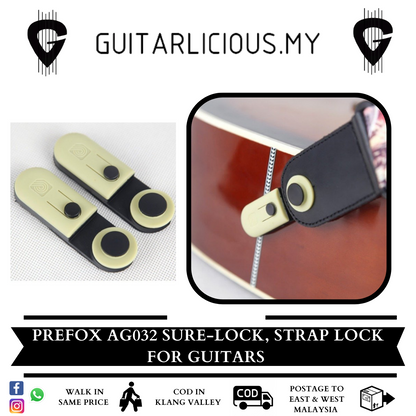 Prefox Guitar Strap Buckle Electric Bass Guitar Safety Anti-Slip Button Lock (AG032)