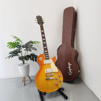 Epiphone 1959 Les Paul Standard Outfit Double Closed Humbucker Electric Guitar - Aged Honey Burst Gloss (ENL59-AHG-NH3)