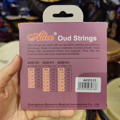 Alice OUD 12 Strings Set Clear Nylon Silver Plated Copper Winding Gambus String - AOD121