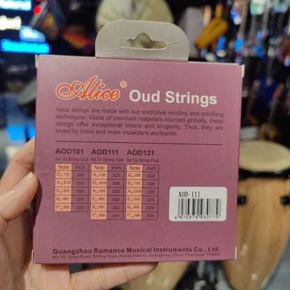 Alice OUD 11 Strings Set Clear Nylon Silver Plated Copper Winding Gambus String - AOD111