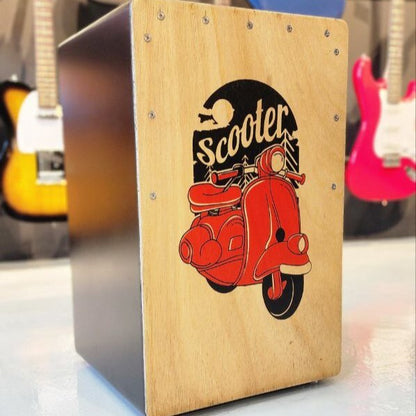 Indonesian Handmade Cajon with Bassport and Dual Snare Wire (Multicolor Faceplate)