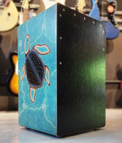 Indonesian Handmade Cajon with Bassport and Dual Snare Wire (Balinese Art Style)