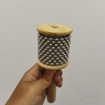 Wooden Cabasa Hand Shaker Percussion Instrument with Metal Beads