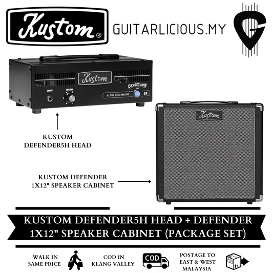 Kustom Defender5H Head + Defender 1X12" Speaker Cabinet (Package Combo Set) - 5watts + 30watts