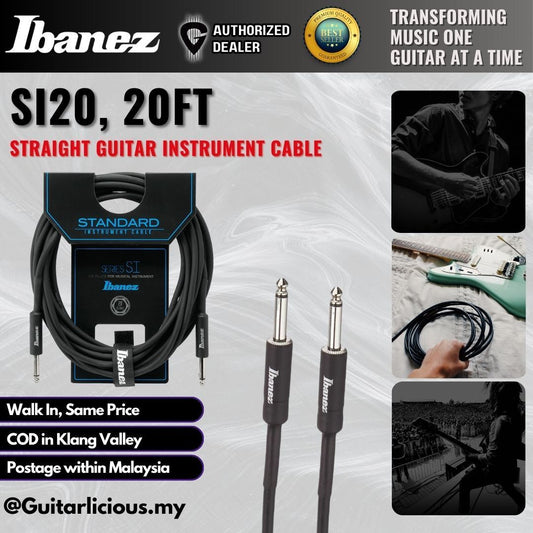 Ibanez SI20 Shielded 20ft Straight Guitar Instrument Cable , 10meter ( IBASI20 / IBA-SI20 / IBASI20L )