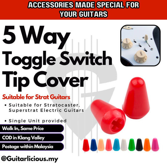 Multi-Colour 5 Way Selector / Toggle Switch Tip Cover for Stratocaster, Superstrat Electric Guitars
