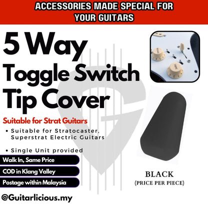 Multi-Colour 5 Way Selector / Toggle Switch Tip Cover for Stratocaster, Superstrat Electric Guitars