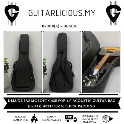 Deluxe Fabric Soft Case for 40 / 41 inch Acoustic Guitar Bag (B-1818) with 20mm thick padding