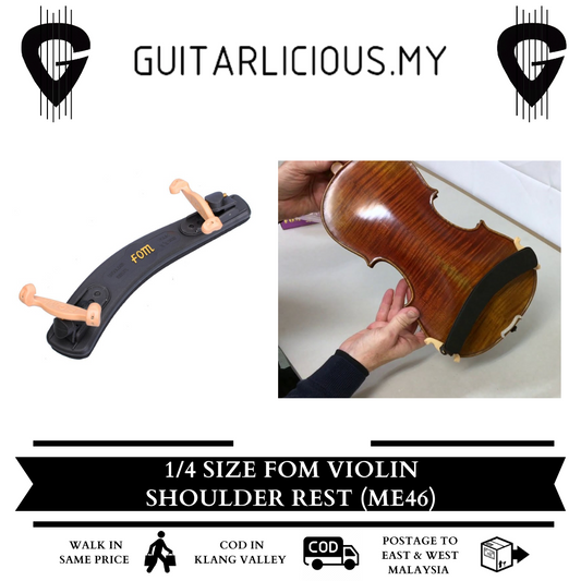 FOM Soft Padded Adjustable Black Violin Shoulder Rest for 1/2, 3/4 and 4/4 Size Violin