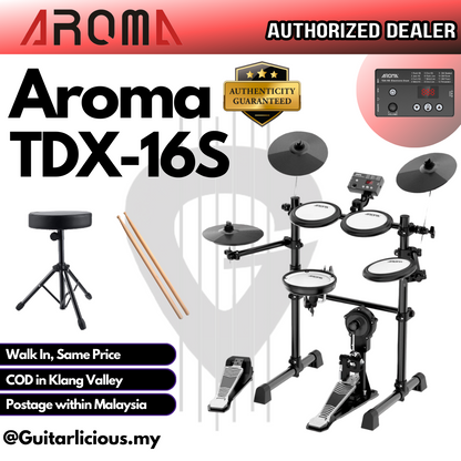 AROMA TDX-16S Digital Drum Set with Mesh Finish Drum Pad & Snare (TDX 16S / TDX-16S )