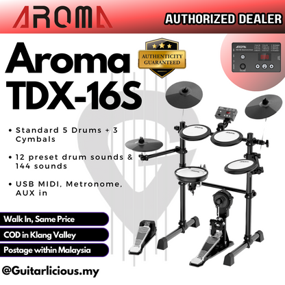 AROMA TDX-16S Digital Drum Set with Mesh Finish Drum Pad & Snare (TDX 16S / TDX-16S )