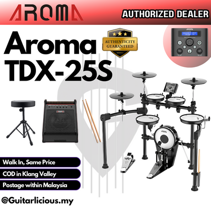 AROMA TDX25S Digital Drum Set with mesh finish drum pad & kick tower (TDX 25S / TDX-25S )