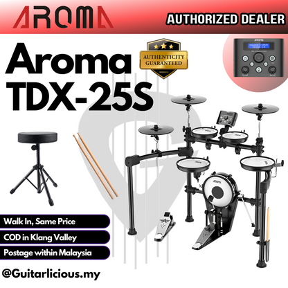 AROMA TDX25S Digital Drum Set with mesh finish drum pad & kick tower (TDX 25S / TDX-25S )