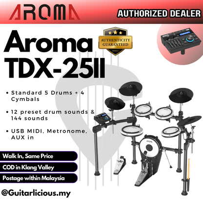 AROMA TDX25-II Digital Drum Set with mesh finish drum pad & kick tower (TDX 25 / TDX25II / TDX-25-2 )