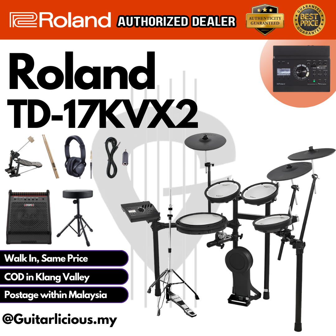 Roland TD-17KVX2 Electronic Digital Drum Set with Headphone, Kick Roland TD-17KVX2 Electronic Digital Drum Set with Headphone, Kick