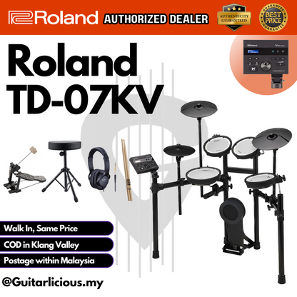 Roland V-Drums TD-07KV Electronic Drum Set with Headphone, Kick Pedal, Throne and Drumsticks - (TD07KV / TD-07 KV / TD 07KV )