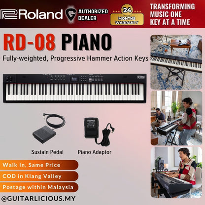 Roland RD-08 88 Hammer Action Key Digital Stage Piano ( RD88 / RD 88 ) – GUITARLICIOUS