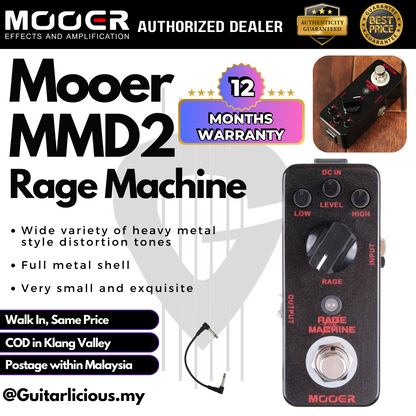 Mooer MMD2 Rage Machine Metal Distortion Micro Series Guitar Pedal Effect ( MMD-2 / MMD 2 )