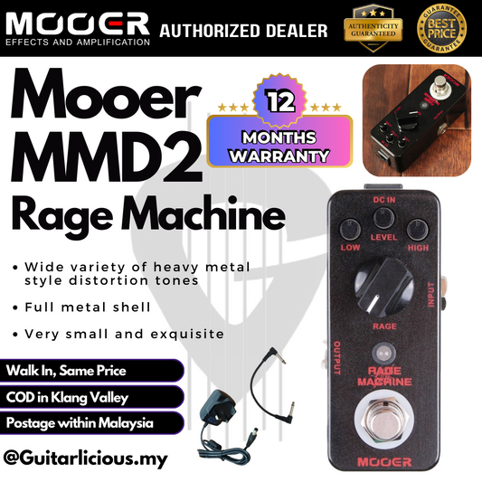 Mooer MMD2 Rage Machine Metal Distortion Micro Series Guitar Pedal Effect ( MMD-2 / MMD 2 )