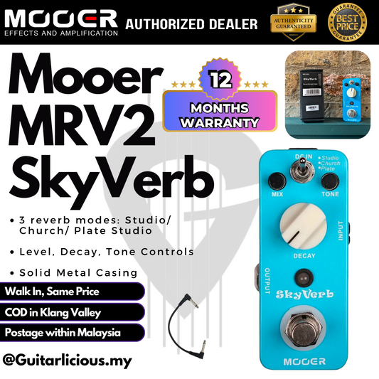 Mooer MRV2 SkyVerb Reverb Micro Series Guitar Pedal Effect ( MRV-2 / MRV 2 )