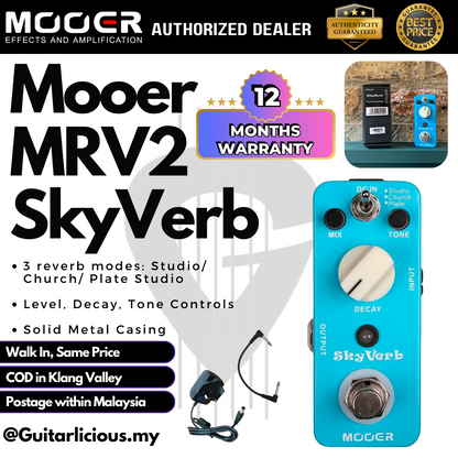 Mooer MRV2 SkyVerb Reverb Micro Series Guitar Pedal Effect ( MRV-2 / MRV 2 )