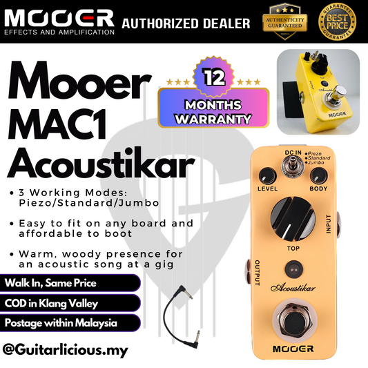 Mooer MAC1 Acoustikar Acoustic Simulator Micro Series Guitar Pedal Effect ( MAC-1 / MAC 1 )