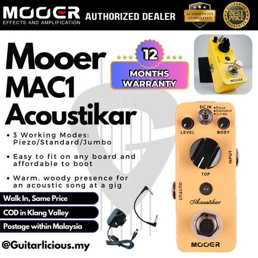 Mooer MAC1 Acoustikar Acoustic Simulator Micro Series Guitar Pedal Effect ( MAC-1 / MAC 1 )