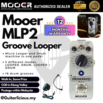 Mooer MLP2 Groove Loop Drum Machine / Looper Micro Series Guitar Pedal Effect ( MLP-2 / MLP 2 )