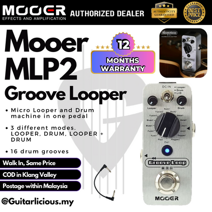 Mooer MLP2 Groove Loop Drum Machine / Looper Micro Series Guitar Pedal Effect ( MLP-2 / MLP 2 )