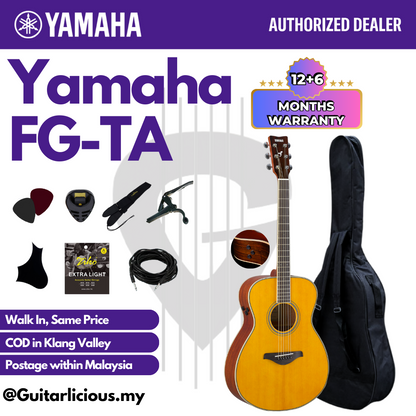 Yamaha FS-TA TransAcoustic Concert Solid Top Acoustic-Electric Guitar Built-in Chorus, Room & Hall Reverb - Vintage Tint