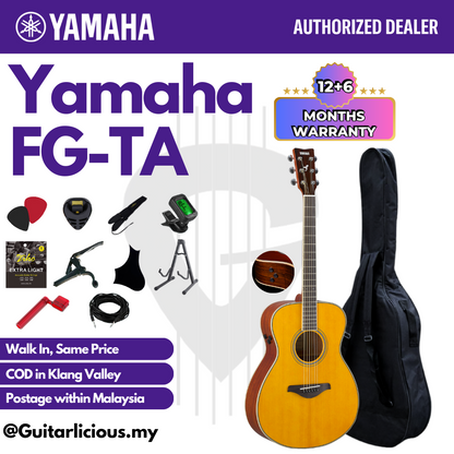 Yamaha FS-TA TransAcoustic Concert Solid Top Acoustic-Electric Guitar Built-in Chorus, Room & Hall Reverb - Vintage Tint