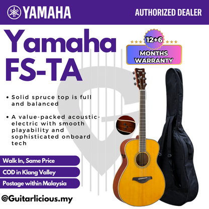 Yamaha FS-TA TransAcoustic Concert Solid Top Acoustic-Electric Guitar Built-in Chorus, Room & Hall Reverb - Vintage Tint