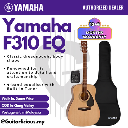 YAMAHA F310 Acoustic Guitar with EQ / Pick Up FREE Gig Bag (F310 with EQ)