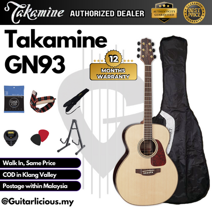 Takamine GN93 NAT Nex Body | Solid Spruce Top | 3-Piece-Back Acoustic Guitar - NATURAL ( GN 93 / GN-93 )