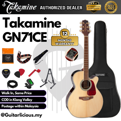 Takamine GN71CE Solid Spruce Top NEX Cutaway Acoustic-Electric Guitar w TK-40D EQ - Natural / GN71-CE GN-71CE