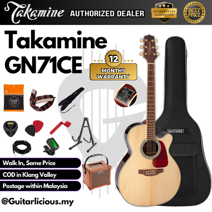 Takamine GN71CE Solid Spruce Top NEX Cutaway Acoustic-Electric Guitar w TK-40D EQ - Natural / GN71-CE GN-71CE