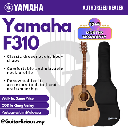 YAMAHA F310 , 41 inch Acoustic Guitar with FREE Gig Bag suitable for Beginner ( F310 / F-310 / F 310 )