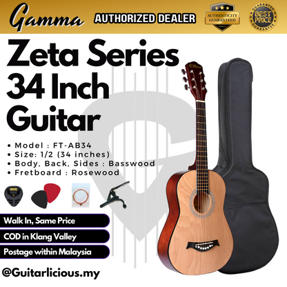 ZETA Series 34 inch Beginner Acoustic Guitar (with Truss Rod) - FT-AB34 by RCStromm