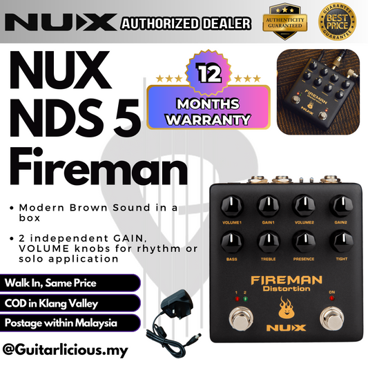 NUX NDS5 Fireman Dual Channel Distortion Guitar Effects Pedal ( NDS-5 )