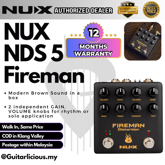 NUX NDS5 Fireman Dual Channel Distortion Guitar Effects Pedal ( NDS-5 )