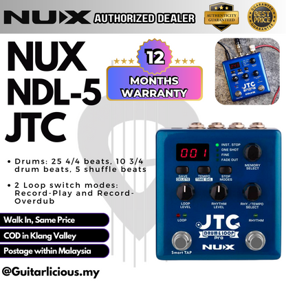 Nux NDL-5 JTC Drum And Loop Pro Dual Switch Looper Guitar Effects Pedal ( NDL5 / NDL 5 )