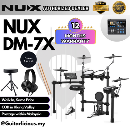 NUX DM-7X 5-Piece Digital Electronic Drum Set with FREE Headphone (DM7X DM-7X DM 7X DM7 )