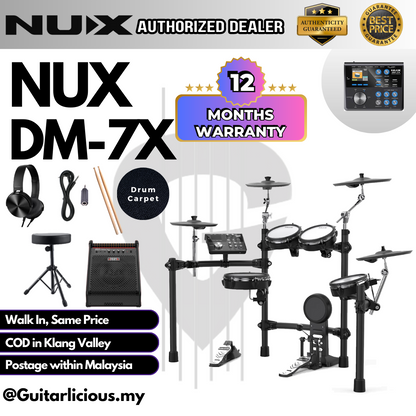 NUX DM-7X 5-Piece Digital Electronic Drum Set with FREE Headphone (DM7X DM-7X DM 7X DM7 )