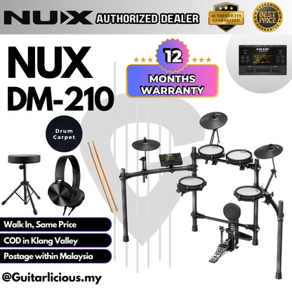 NUX DM-210 All Mesh Head Digital Electronic Drum Basic Package (DM210 DM 210)