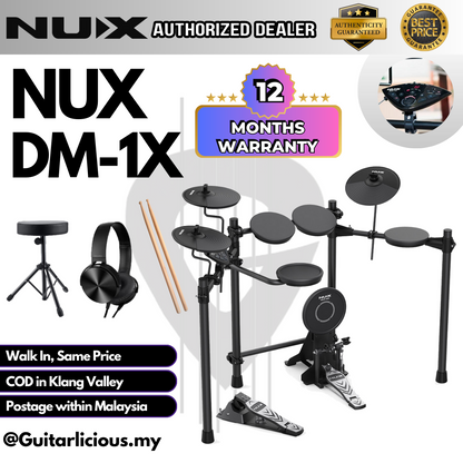 NUX DM-1X 5-Piece Digital Electronic Drum Set (DM1X / DM1 / DM-1)