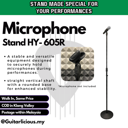 Quality Round Bottom Straight Microphone Stand for Performing ( HY605-R / HY605R )