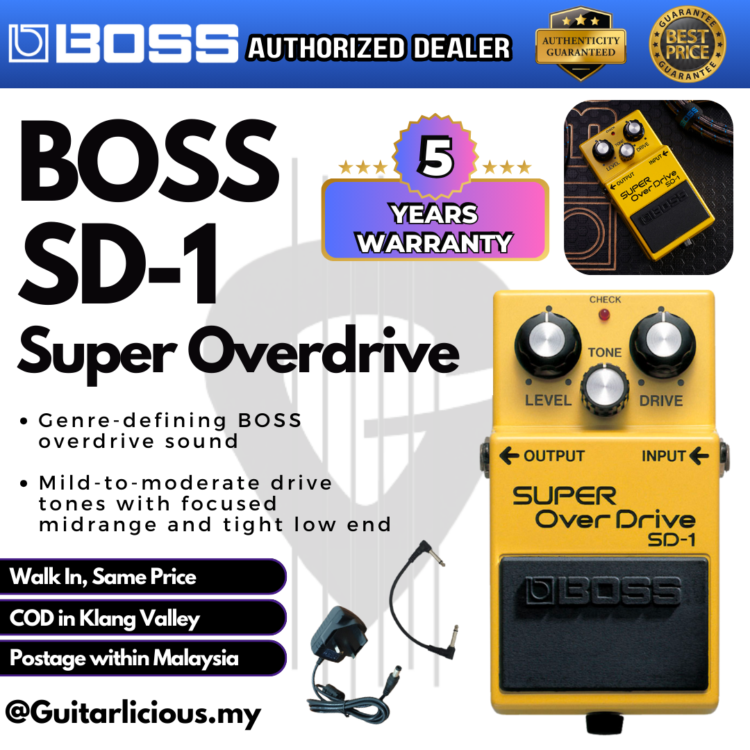 boss super overdrive sd-1 pedal BOSS Super Overdrive (SD-1 / SD1 / SD 1) Guitar Pedal Effect – GUITARLICIOUS