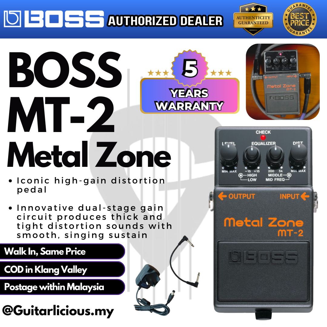 metal zone guitar pedal BOSS Metal Zone (MT-2 / MT2 / MT 2) Guitar Pedal Effect – GUITARLICIOUS