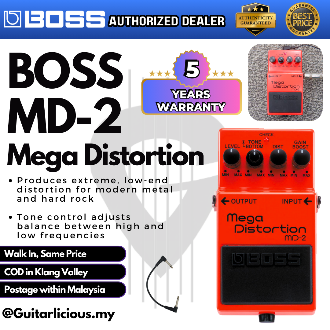 BOSS Mega Distortion (MD-2 / MD 2 / MD2) Guitar Pedal Effect – GUITARLICIOUS