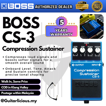 boss sustain pedal BOSS Compression Sustainer (CS-3 / CS3 / CS 3) Guitar Pedal Effect – GUITARLICIOUS